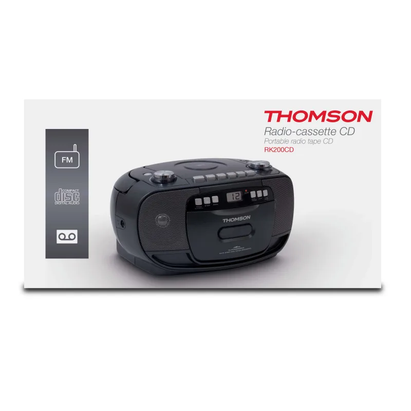 THOMSON MICRO SOUND SYSTEM RADIO FM/CD/CASSETTE PLAYER AND REC. BLACK RK200CD 4