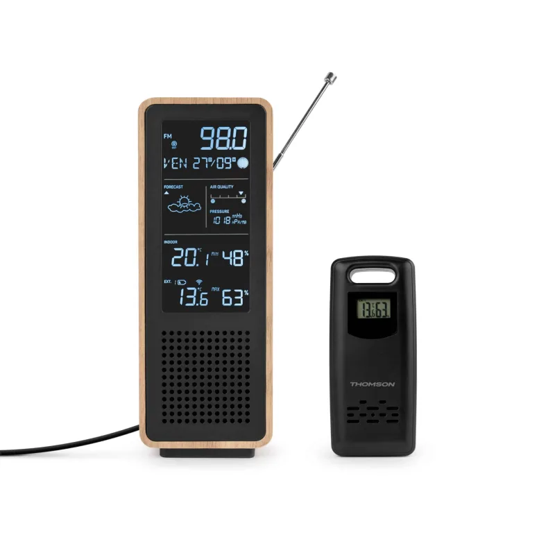 THOMSON THOMSON BT SPEAKER + WEATHER STATION + FM RADIO 15W WOOD/BLACK WS102TBK