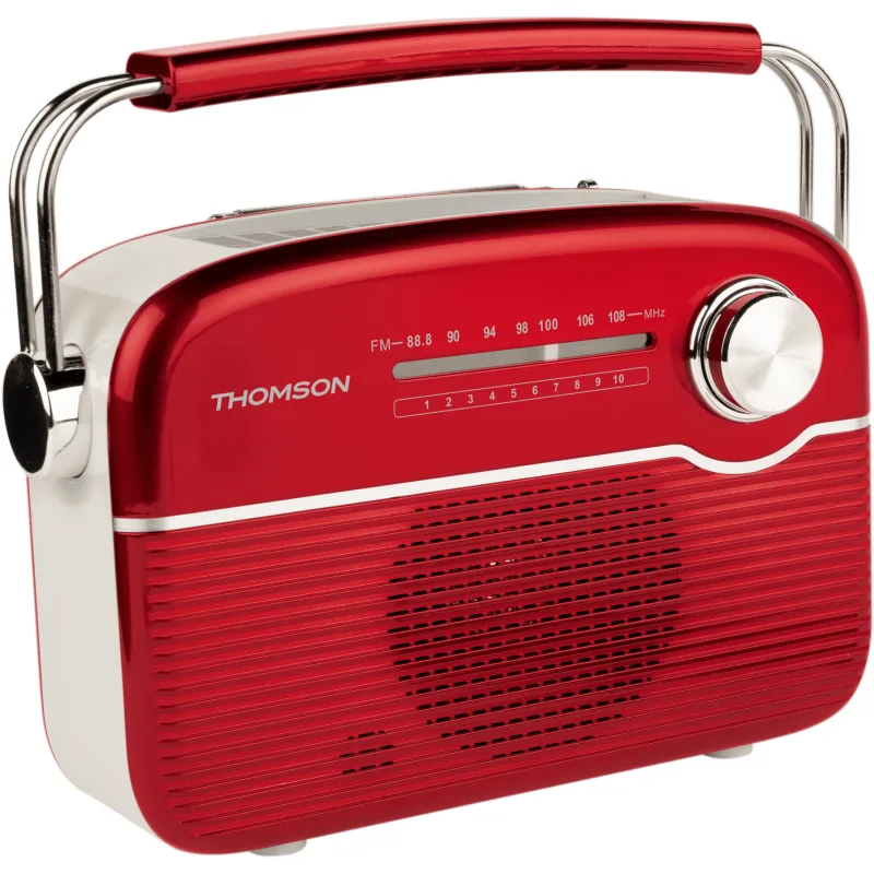 THOMSON THOMSON RADIO FM + BT SPEAKER RETRO STYLE SOLAR OR USB-C CHARGING RED/WHITE RTS450BTR