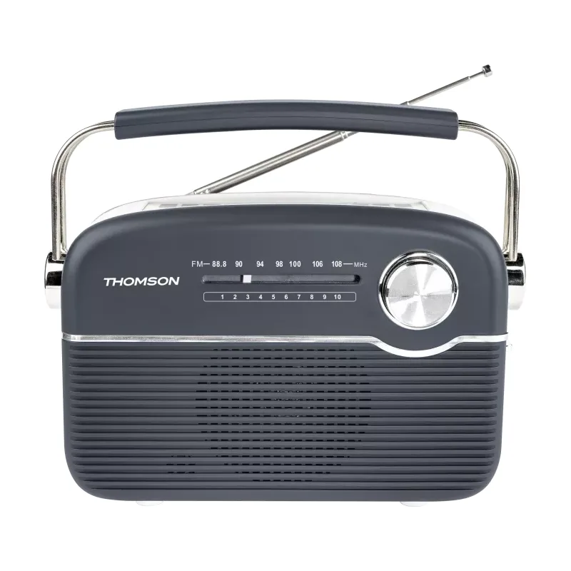 THOMSON THOMSON RADIO FM + BT SPEAKER RETRO STYLE SOLAR OR USB-C CHARGING GREY/WHITE RTS450BTG