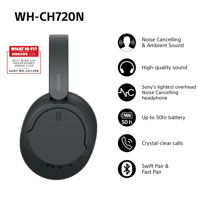 SONY WHCH720NB HEADPHONES BT BLACK 2