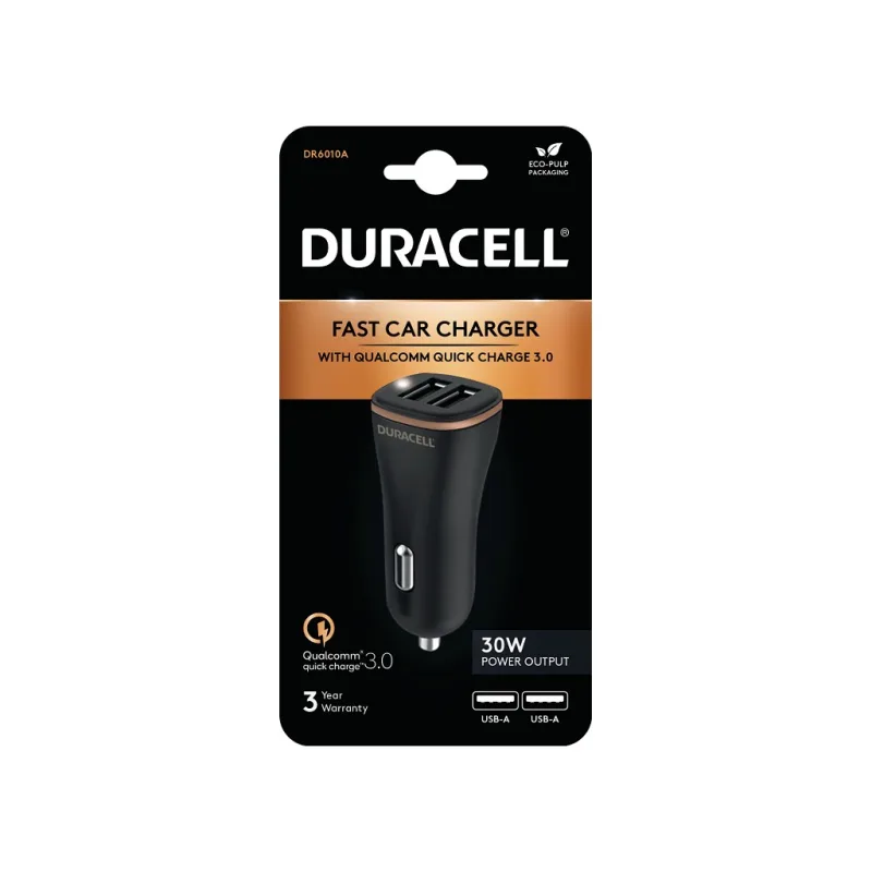 DURACELL DURACELL POWER TRAVEL CHARGER 12V 2XUSB-A 4,8A QC DR6010A