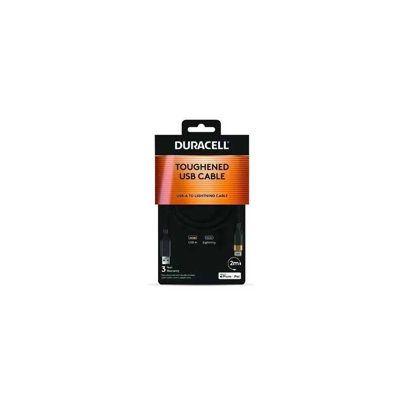 DURACELL CABLE USB-A TO LIGHTNING 15W 2M DRU5022A 2