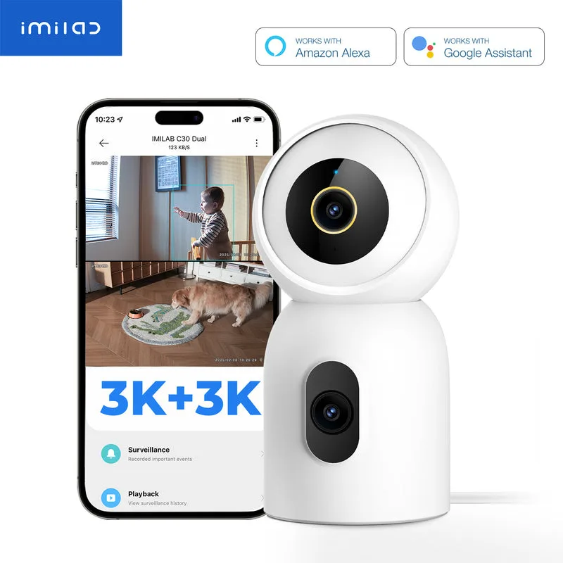 IMILAB C30 DUAL HOME SECURITY CAMERA NIGHT VISION 360 3K+3K WHITE CMSXJ111A 2