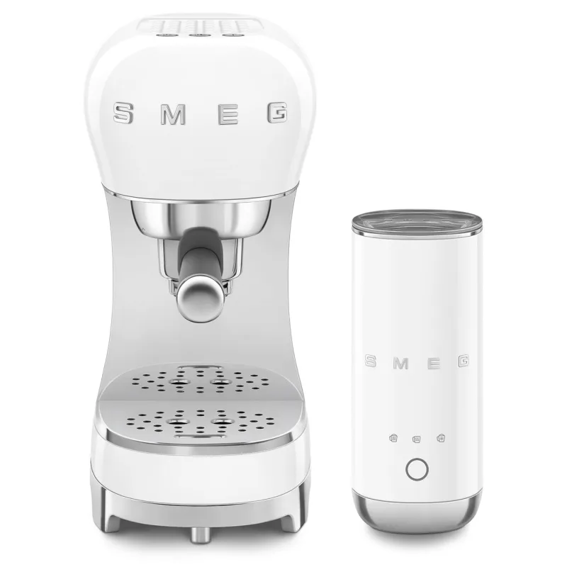 SMEG SMEG ESPRESSO COFFEE MACHINE 50'STYLE WHITE ECF12WHEU + MFF02