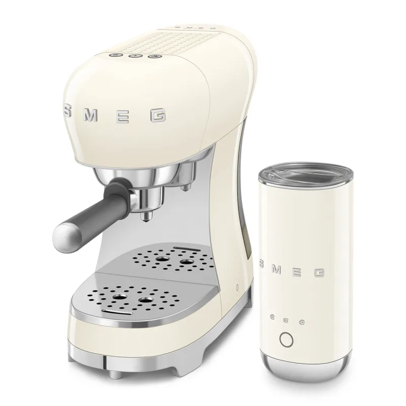 SMEG ESPRESSO COFFEE MACHINE 50'STYLE CREAM ECF12CREU + MFF02 2